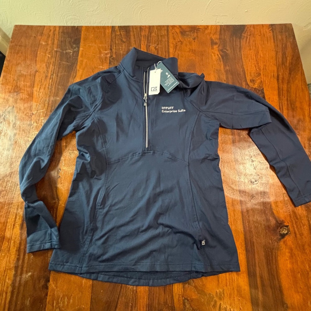 Cutter & Buck Womens Navy Blue Quarter Zip Pullover Intuit Logo Size S NEW
